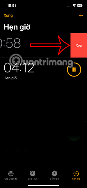 Xóa đếm giờ trên iPhone