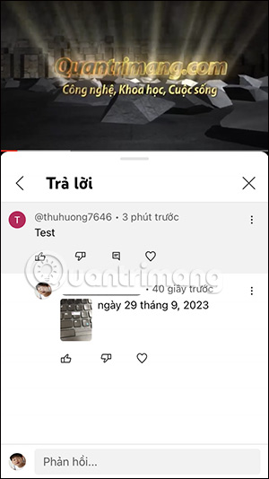 Phản hồi bình luận bằng video YouTube