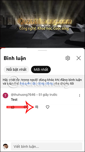 Trả lời bình luận video YouTube