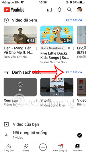 Xem danh sách phát trên YouTube