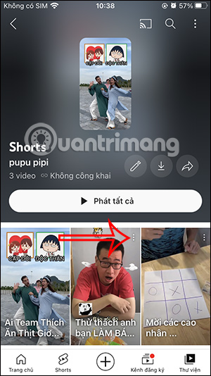 Video trong playlist YouTube Shorts