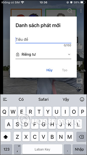 Giao diện tạo playlist video YouTube Shorts