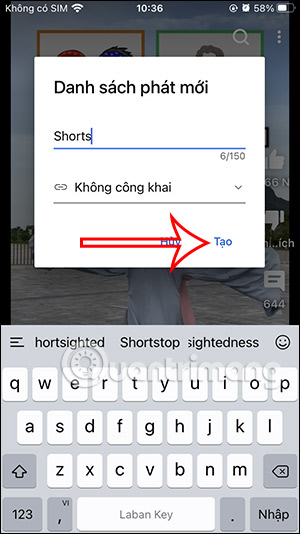 Tạo playlist video YouTube Shorts mới
