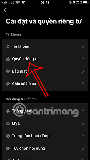 Chỉnh quyền riêng tư TikTok