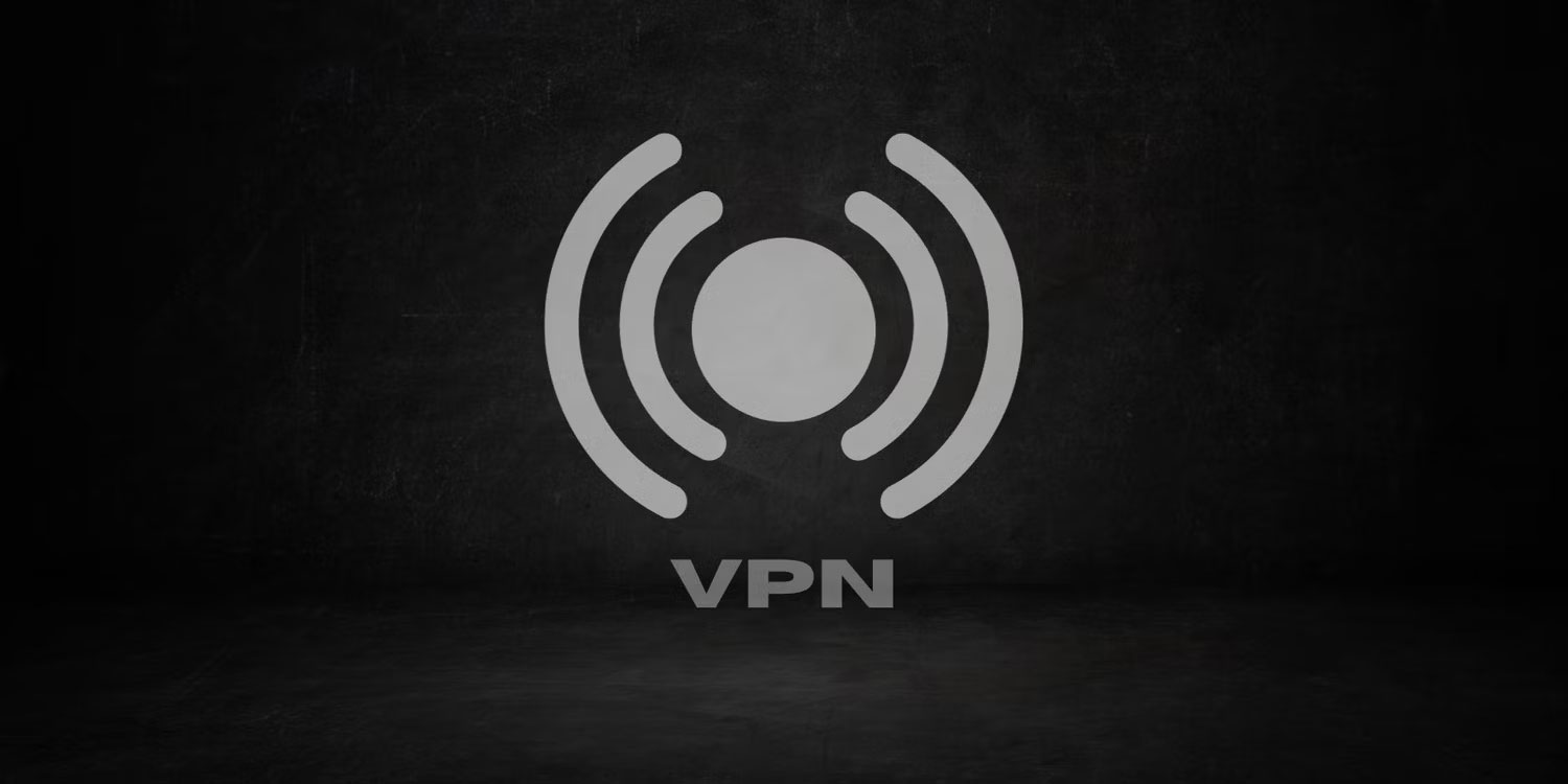 Biểu tượng tín hiệu có chữ VPN trên nền đen