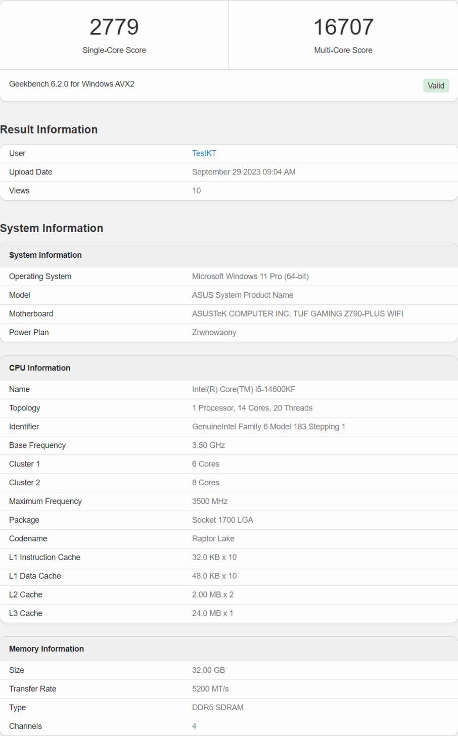 ro ri benchmark intel core i5 14600k1*299979