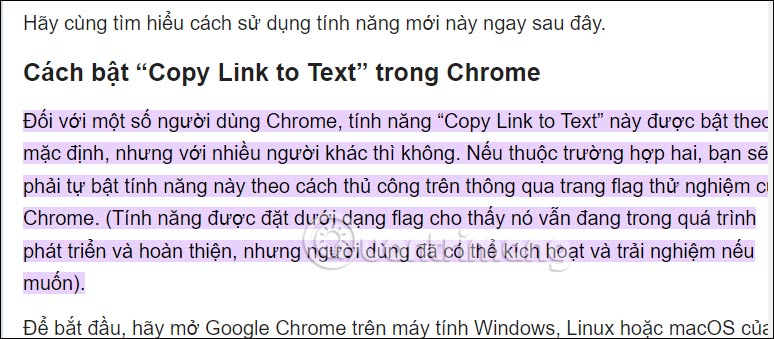 Nội dung được chia sẻ trên Chrome