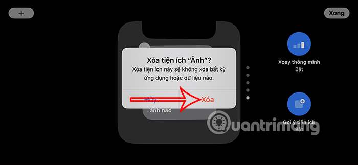 Chọn xóa widget StandBy iPhone