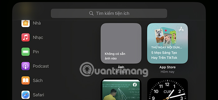 Chọn ứng dụng hiển thị widget StandBy iPhone