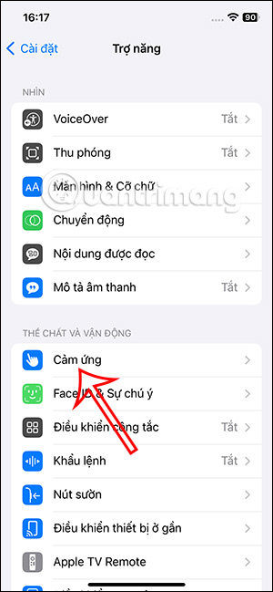 Chỉnh cảm ứng trên iPhone