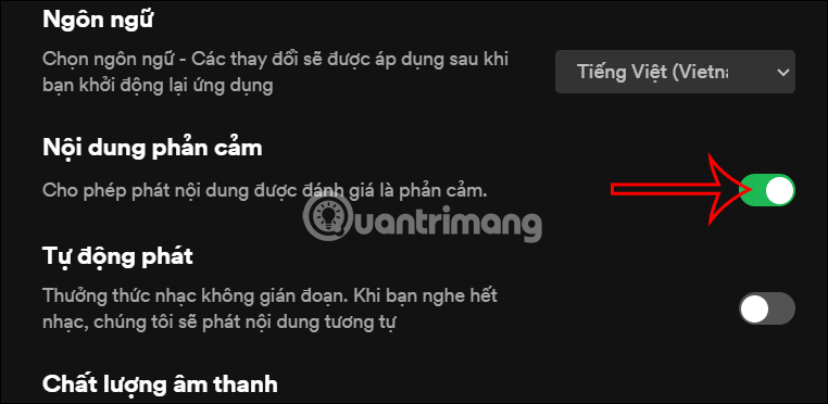 Ẩn nội dung phản cảm Spotify trên máy tính