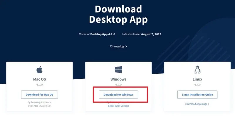Tải xuống ứng dụng desktop của OwnCloud cho Windows trên trang web download của nó.