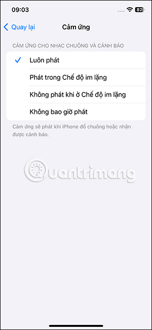 Các tùy chọn chế độ rung iOS 17