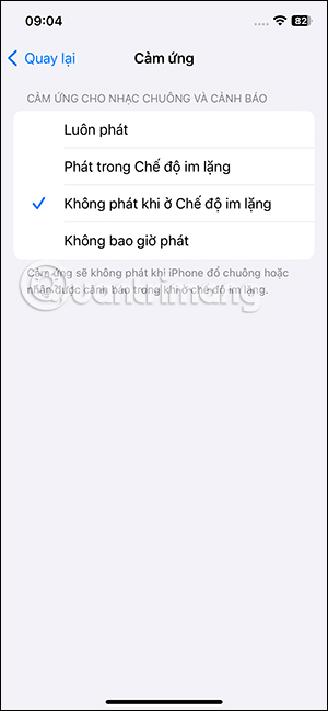 Tắt rung chế độ im lặng iOS 17