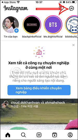 Nhắn tin trên Instagram
