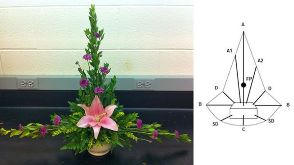 Mẫu cắm hoa hình chữ T