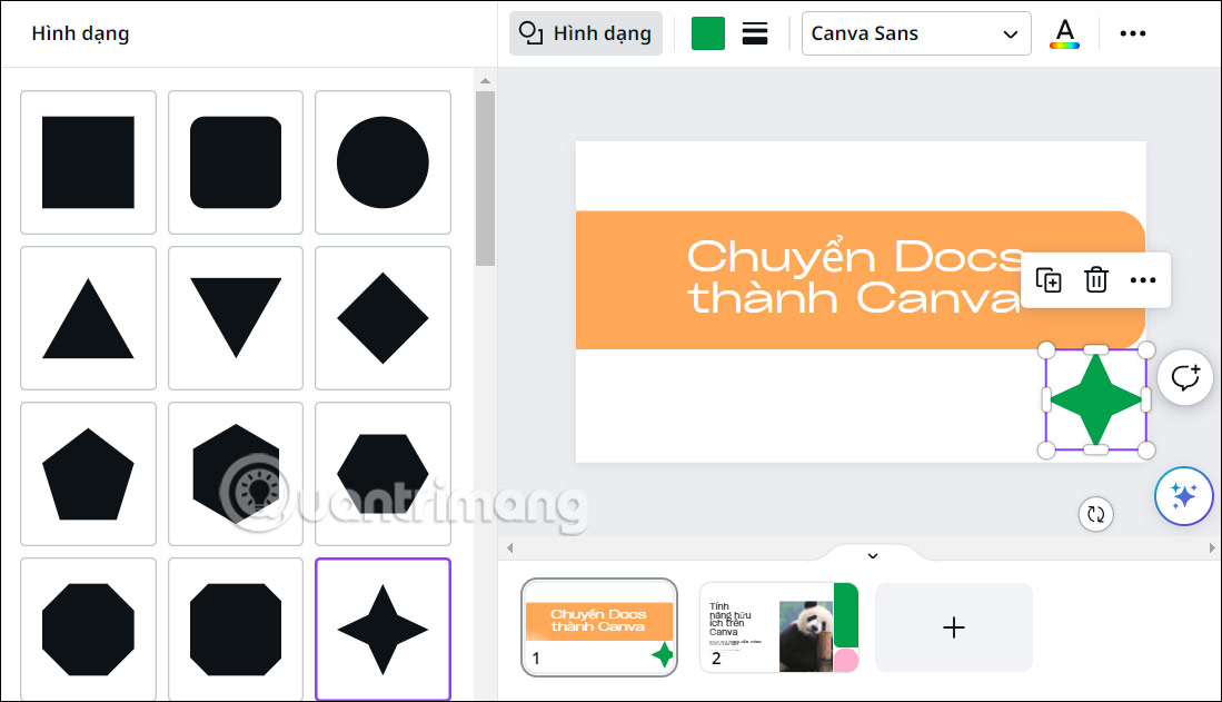Thay đổi lại thiết kế trên Canva