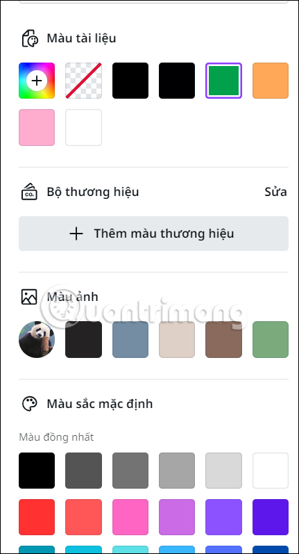 Thay đổi màu thiết kế trên Canva