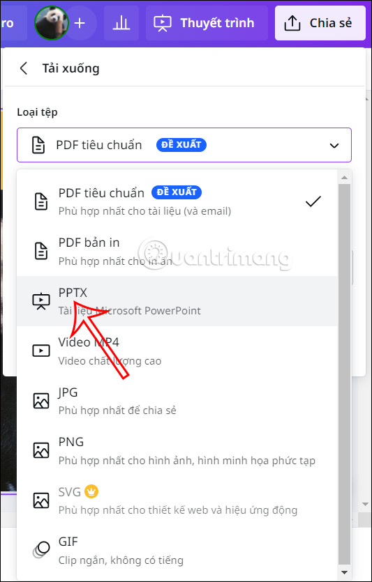 Tải slide thuyết trình trên Canva 