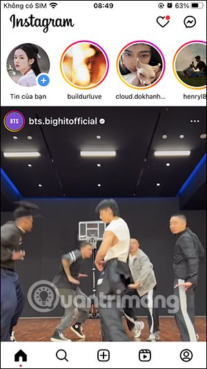 Giao diện Instagram