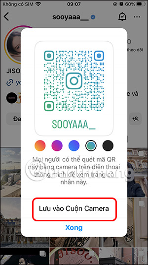 Tải mã QR tài khoản Instagram khác 