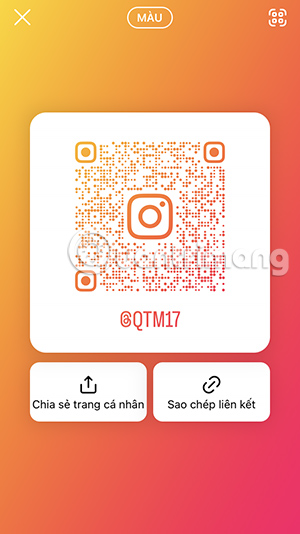 Màu nền mã QR Instagram