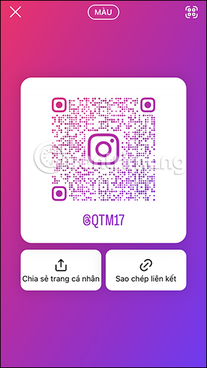 Đổi màu nền mã QR Instagram