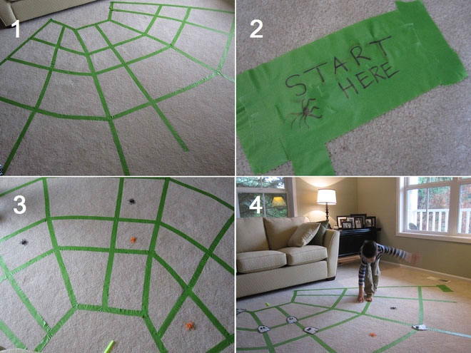 Trò chơi Halloween cho trẻ: Bước trên mạng nhện