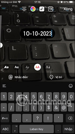 Viết ngày vào Instagram Story