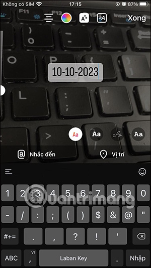 Thay đổi ngày trong Instagram Story