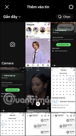 Chọn tập tin trong album đăng Instagram Story