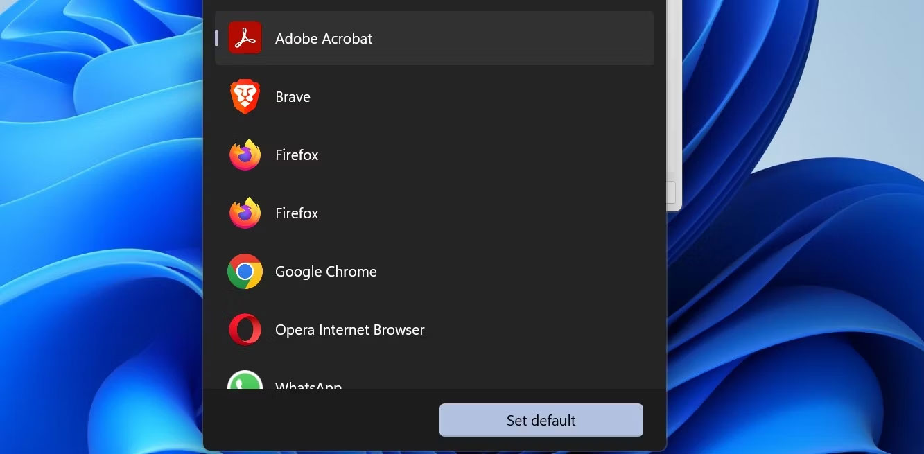 Đặt Adobe Acrobat làm ứng dụng mặc định để mở file PDF