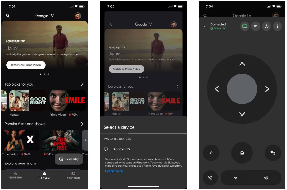 Ứng dụng Google TV điều khiển các nút TV
