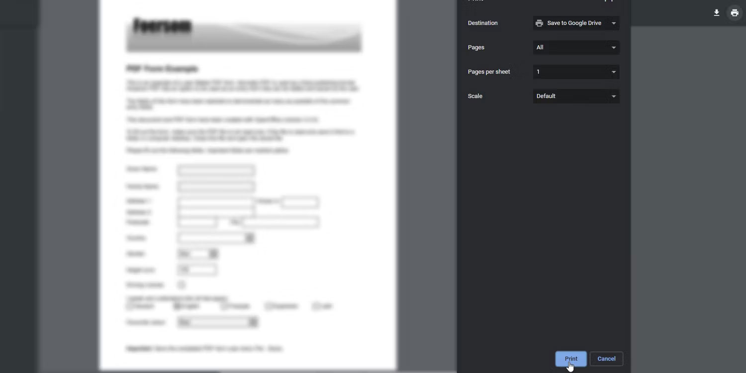 Lưu file PDF vào Drive qua tính năng Print