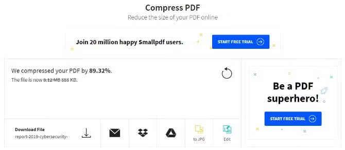 Kết quả nén file bằng Compress PDF