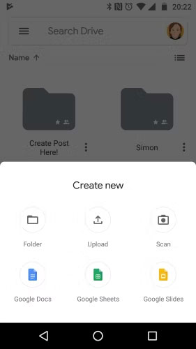 Tùy chọn Scan của Google Drive để upload lên file PDF