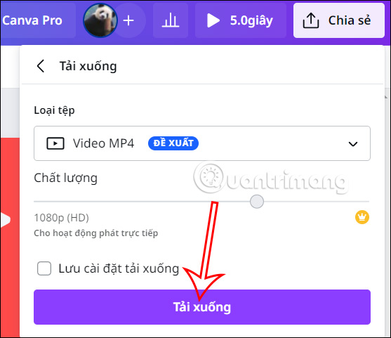 Tải video trong Canva 