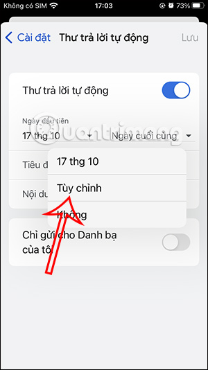 Chọn ngày kết thúc