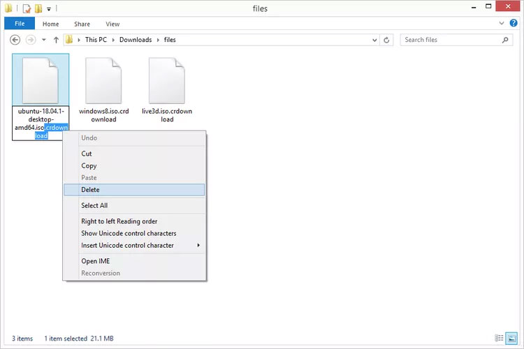 Xóa hậu tố CRDOWNLOAD khỏi tên file
