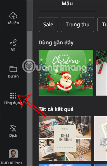 Ứng dụng trên Canva 