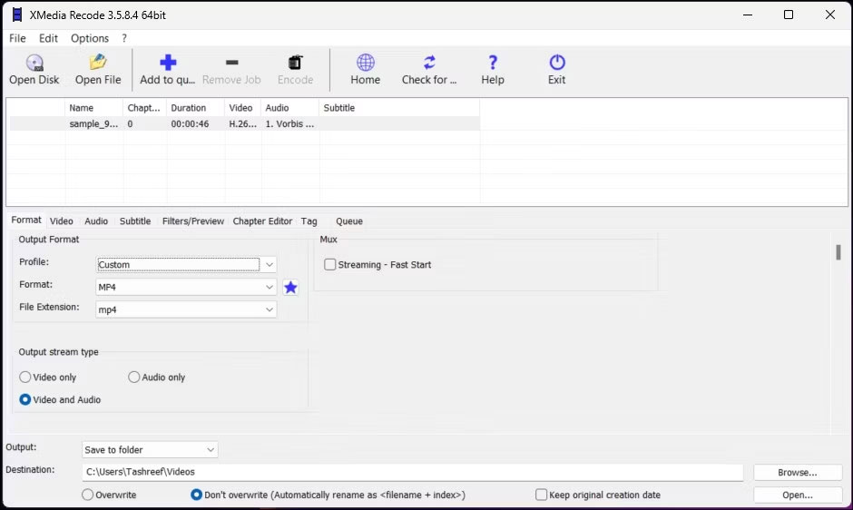 Công cụ chuyển đổi XMedia Recode MKV sang Mp4