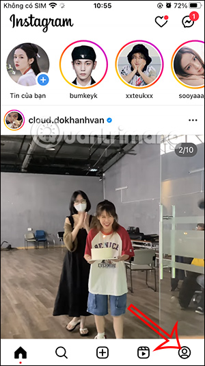 Giao diện Instagram