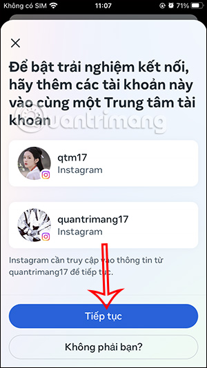 Xác minh 2 tài khoản Instagram