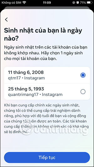 Chỉnh thông tin Instagram cá nhân