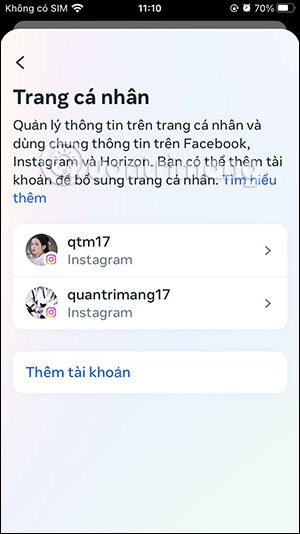 2 tài khoản Instagram