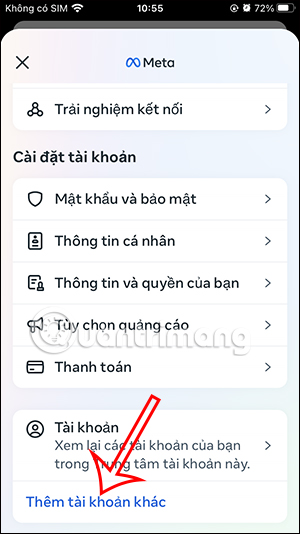 Thêm tài khoản Instagram