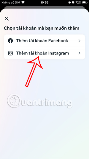 Thêm tài khoản Instagram