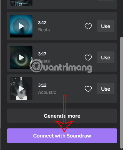 Liên kết Soundraw trên Canva