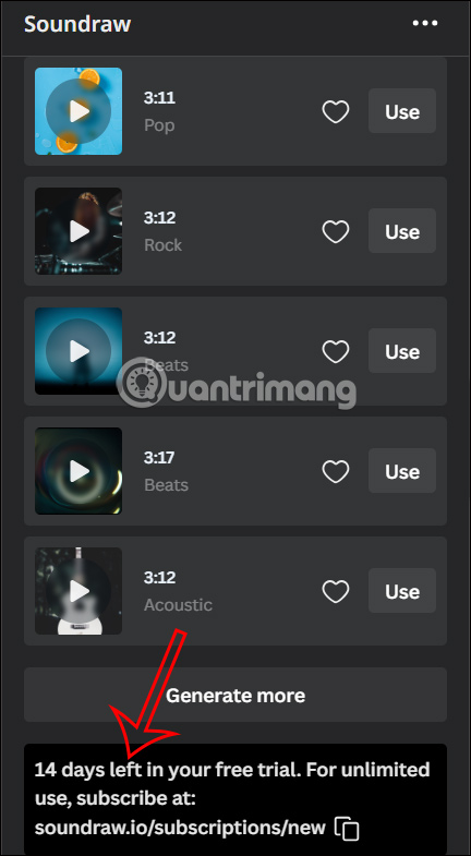 Đăng ký dùng Soundraw trên Canva