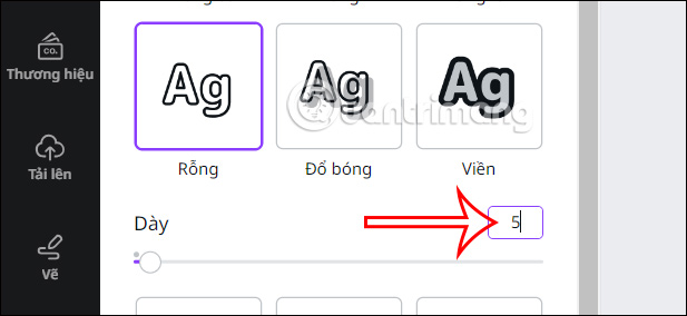 Hiệu ứng rộng cho chữ Canva 